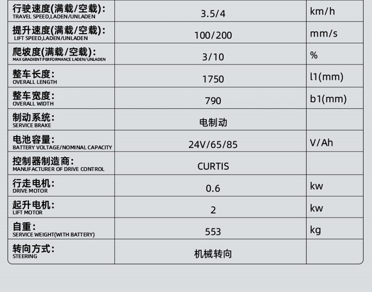 扬子叉车 步行式全电动堆高车QDA(图32)